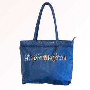 Disney Parks Magic Kingdom Navy Embroidered Tote Bag Zip Top Walt Disney World